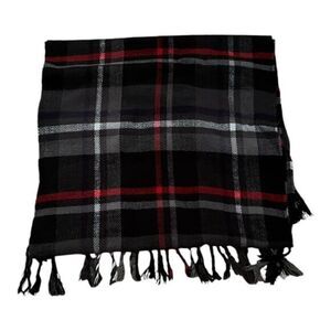 Cashmere Feel Acrylic‎ Scarf Women's One Size Black Red White 12" x 72" Fringe